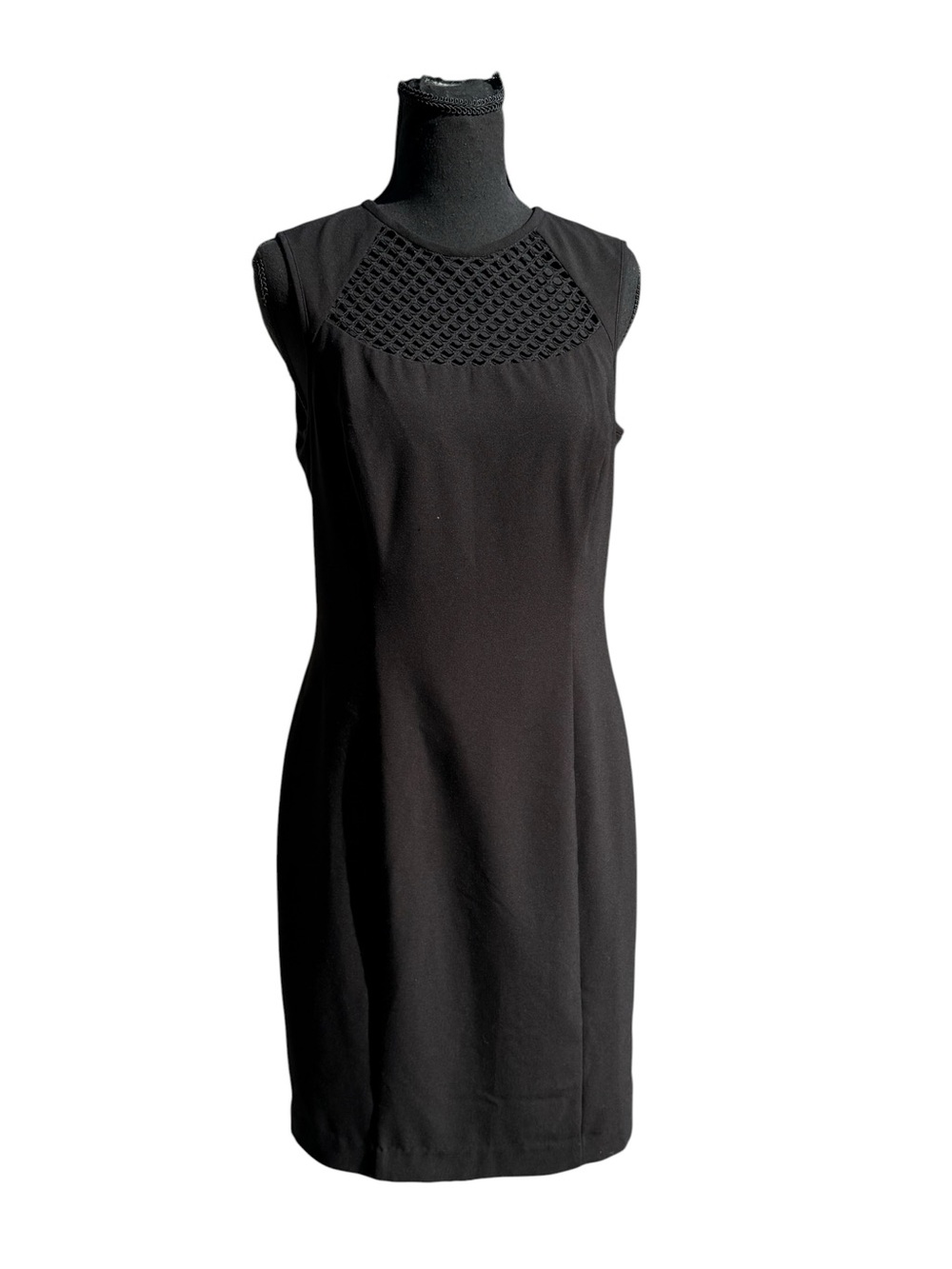 Calvin Klein Black Sleeveless Mini Dress with Textured Yoke